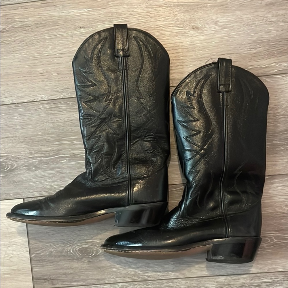 Black Leather Western Boots - Picture 3 of 3